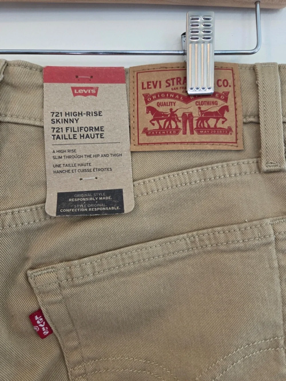 NWT Levi's beige denim/jeans/pants 29/28 women's 721 High Rise Skinny classic - Picture 4 of 9